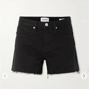 Frame Le Brigette Frayed Black Denim Shorts
